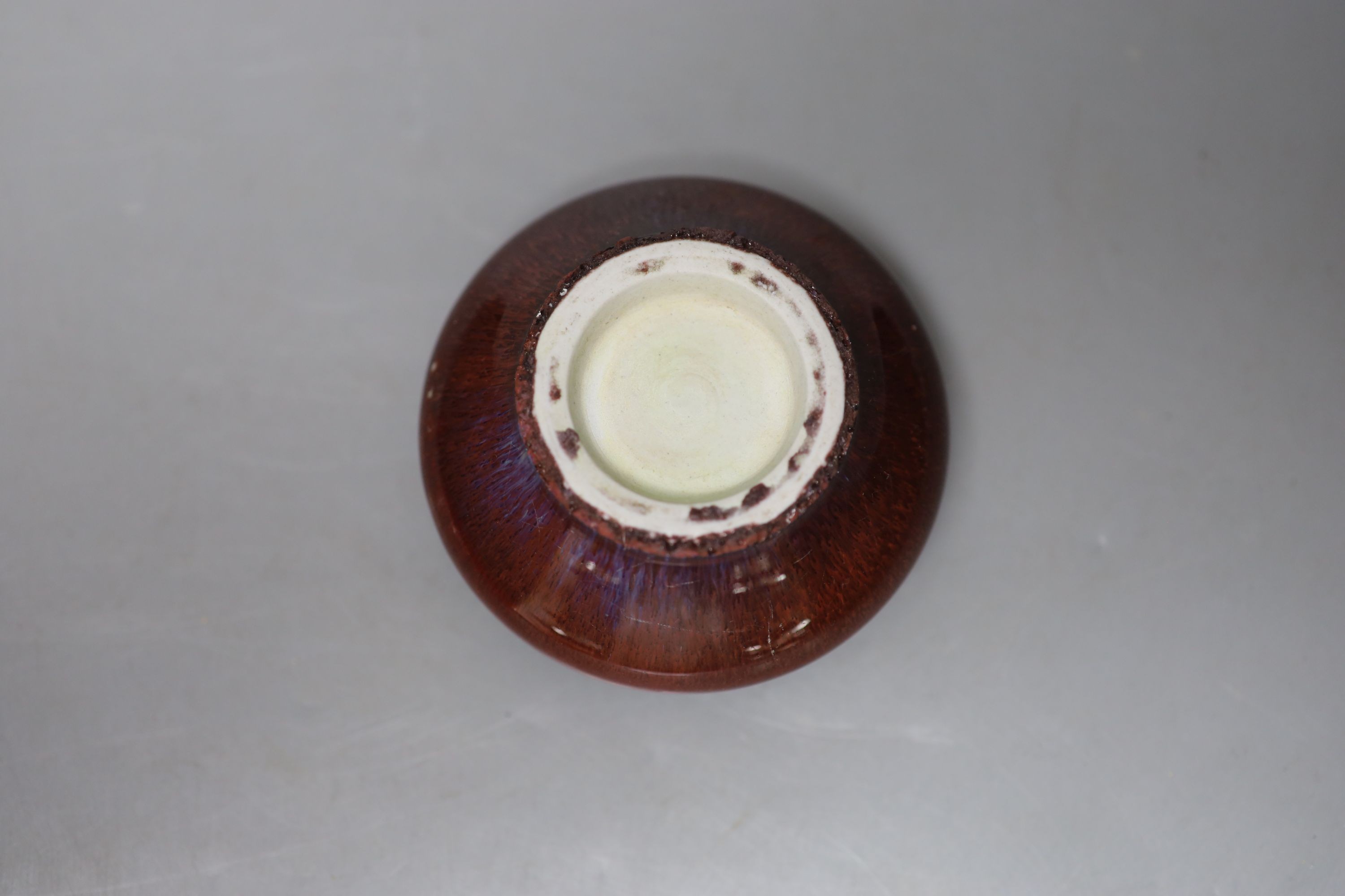 A small shallow Chinese flambé water pot, 4cm high